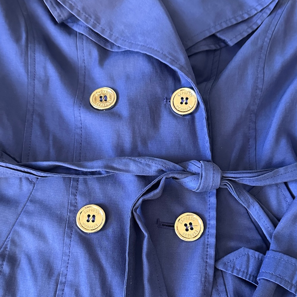 Express Women's Royal Blue Trench Coat - Picture 3 of 7